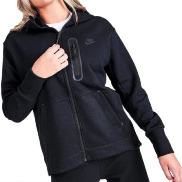 Nike tech Women's Sportswear Tech Fleece Full-Zip Hoodie Black - Picture 1 of 6